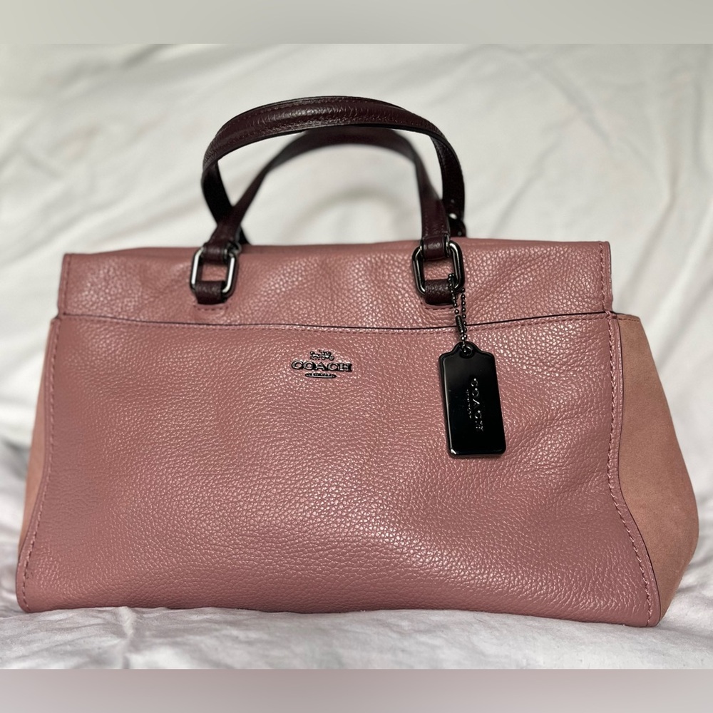 Coach pebbled leather and suede handbag